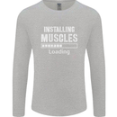 Installing Muscles Loading Gym Training Top Mens Long Sleeve T-Shirt Sports Grey
