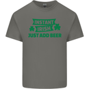 Instant Irish Add Beer St. Patrick's Day Mens Cotton T-Shirt Tee Top Charcoal