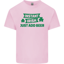 Instant Irish Add Beer St. Patrick's Day Mens Cotton T-Shirt Tee Top Light Pink