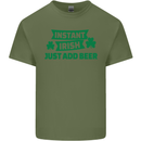 Instant Irish Add Beer St. Patrick's Day Mens Cotton T-Shirt Tee Top Military Green
