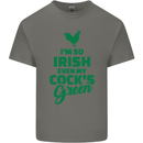 Irish Even My Cock's Green St Patricks Day Mens Cotton T-Shirt Tee Top Charcoal