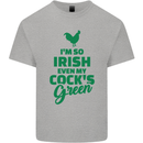 Irish Even My Cock's Green St Patricks Day Mens Cotton T-Shirt Tee Top Sports Grey
