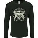 Iron Wheels Biker Motorcycle Motorbike Mens Long Sleeve T-Shirt Black