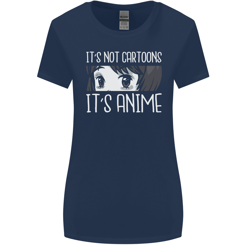 It's Anime Not Cartoons Womens Wider Cut T-Shirt Navy Blue