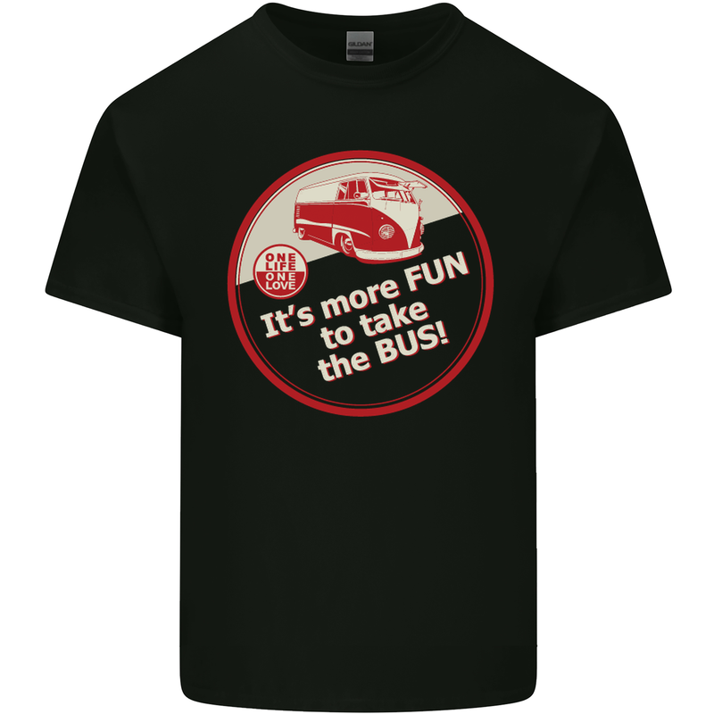 It's More Fun to Take the Bus Campervan Mens Cotton T-Shirt Tee Top Black