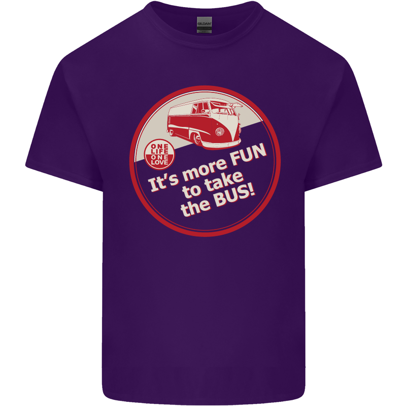 It's More Fun to Take the Bus Campervan Mens Cotton T-Shirt Tee Top Purple