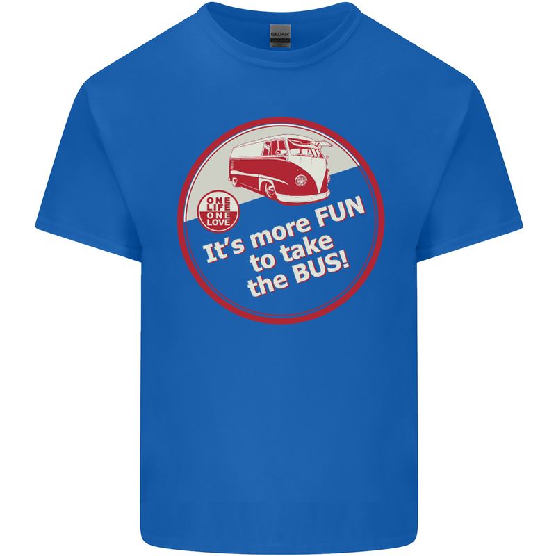 It's More Fun to Take the Bus Campervan Mens Cotton T-Shirt Tee Top Royal Blue