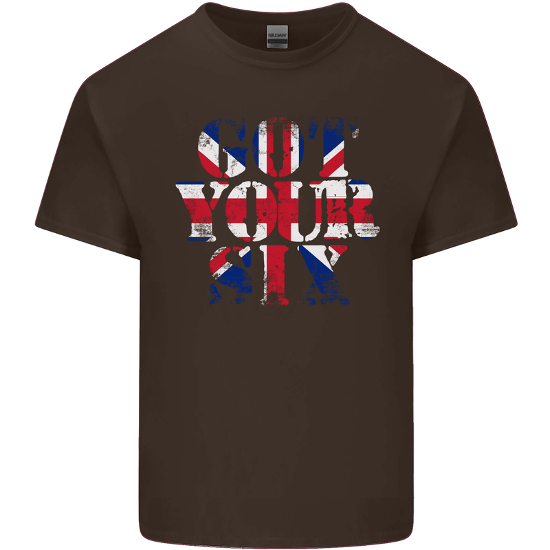 Ive Got Your Six Union Jack Flag Army Paras Mens Cotton T-Shirt Tee Top Dark Chocolate