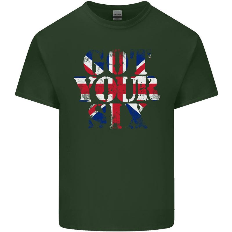 Ive Got Your Six Union Jack Flag Army Paras Mens Cotton T-Shirt Tee Top Forest Green