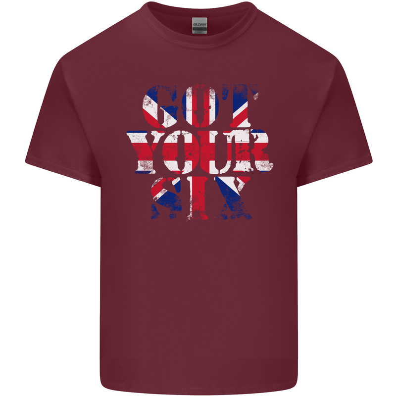 Ive Got Your Six Union Jack Flag Army Paras Mens Cotton T-Shirt Tee Top Maroon