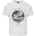 Japanese Fantasy Dragon Sun Background Mens Cotton T-Shirt Tee Top White