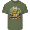 Japanese Octopus Drummer Drumming Drums Mens Cotton T-Shirt Tee Top Military Green