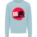 Japanese Wolf Japan Kids Sweatshirt Jumper Light Blue