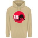 Japanese Wolf Japan Mens 80% Cotton Hoodie Sand