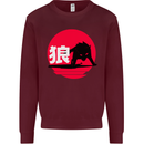Japanese Wolf Japan Mens Sweatshirt Jumper Maroon