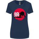 Japanese Wolf Japan Womens Wider Cut T-Shirt Navy Blue