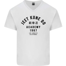 Jeet Kune Do Academy MMA Martial Arts Mens V-Neck Cotton T-Shirt White