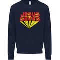 Jesus Saves Funny Christian Mens Sweatshirt Jumper Navy Blue