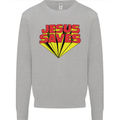 Jesus Saves Funny Christian Mens Sweatshirt Jumper Sports Grey