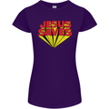 Jesus Saves Funny Christian Womens Petite Cut T-Shirt Purple