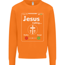 Jesus is Calling Christian Christianity Mens Sweatshirt Jumper Orange