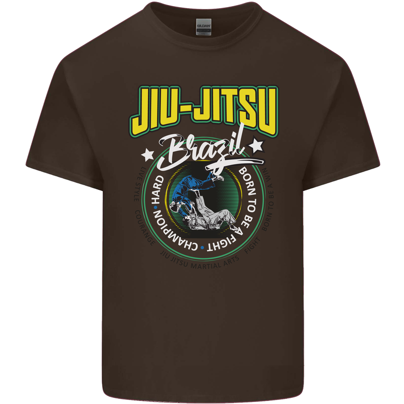 Jiu Jitsu Brazilian MMA Mixed Martial Arts Mens Cotton T-Shirt Tee Top Dark Chocolate