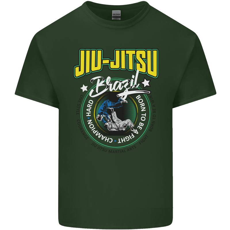 Jiu Jitsu Brazilian MMA Mixed Martial Arts Mens Cotton T-Shirt Tee Top Forest Green