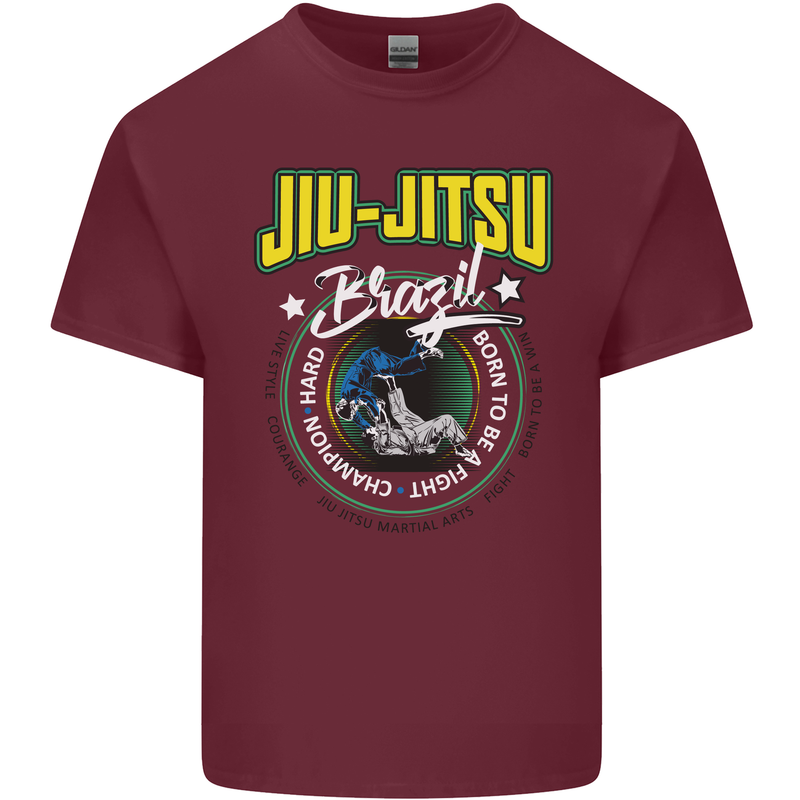 Jiu Jitsu Brazilian MMA Mixed Martial Arts Mens Cotton T-Shirt Tee Top Maroon