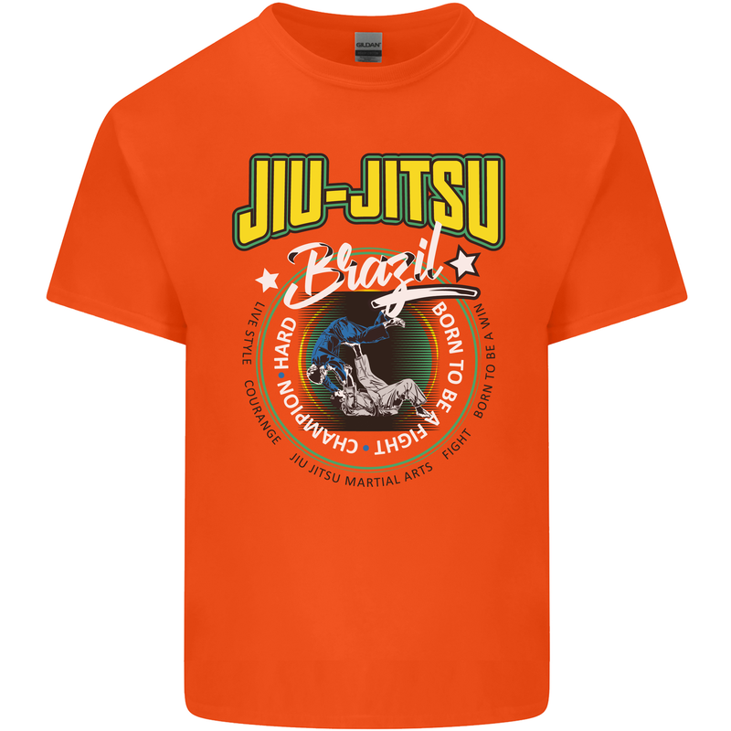 Jiu Jitsu Brazilian MMA Mixed Martial Arts Mens Cotton T-Shirt Tee Top Orange