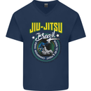 Jiu Jitsu Brazilian MMA Mixed Martial Arts Mens V-Neck Cotton T-Shirt Navy Blue