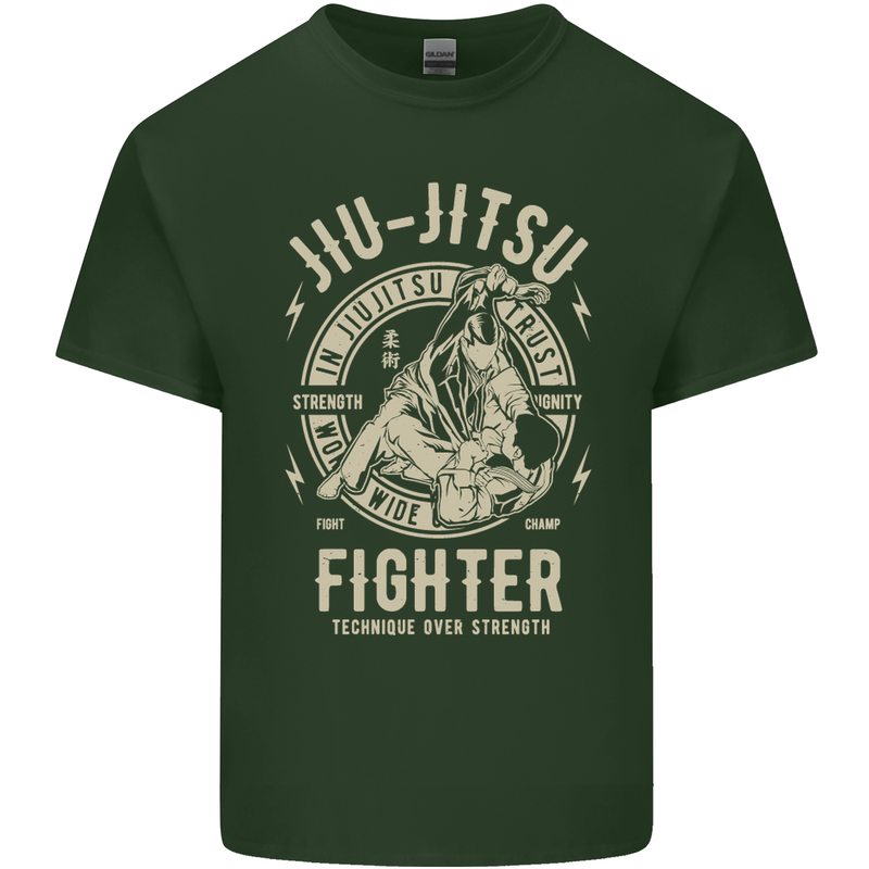 Jiu Jitsu Fighter Mixed Martial Arts MMA Mens Cotton T-Shirt Tee Top Forest Green