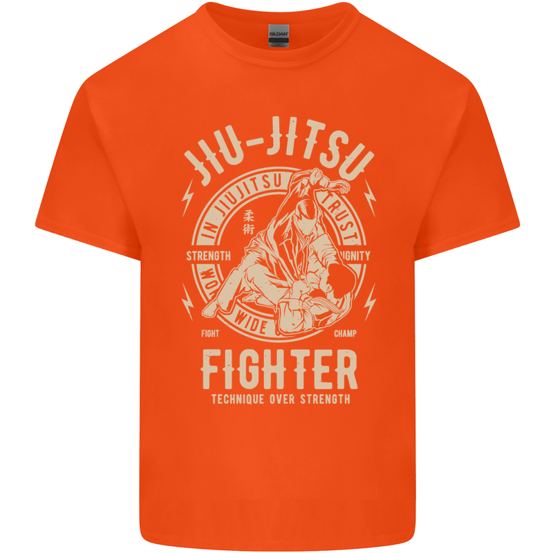 Jiu Jitsu Fighter Mixed Martial Arts MMA Mens Cotton T-Shirt Tee Top Orange