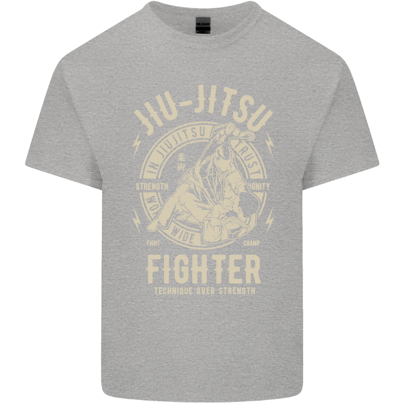 Jiu Jitsu Fighter Mixed Martial Arts MMA Mens Cotton T-Shirt Tee Top Sports Grey