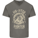 Jiu Jitsu Fighter Mixed Martial Arts MMA Mens V-Neck Cotton T-Shirt Charcoal