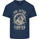 Jiu Jitsu Fighter Mixed Martial Arts MMA Mens V-Neck Cotton T-Shirt Navy Blue