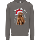 Joyful Season Christmas Funny Cat Xmas Mens Sweatshirt Jumper Charcoal