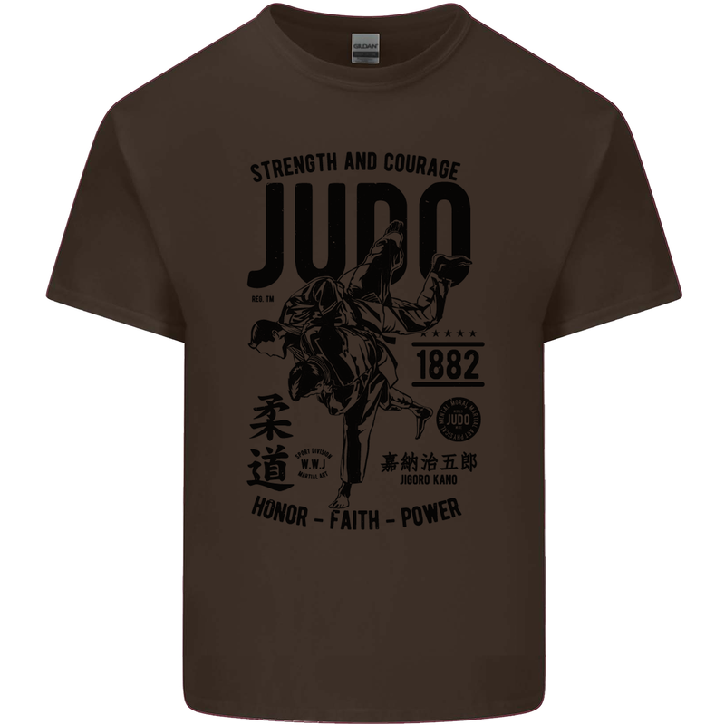 Judo Strength and Courage Martial Arts MMA Kids T-Shirt Childrens Chocolate