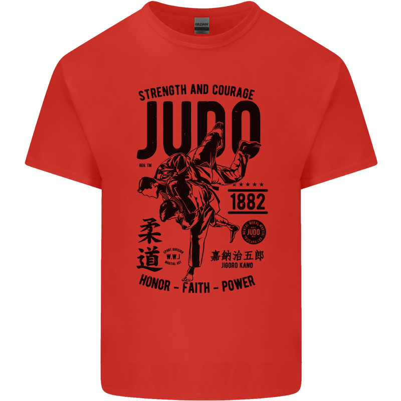 Judo Strength and Courage Martial Arts MMA Kids T-Shirt Childrens Red