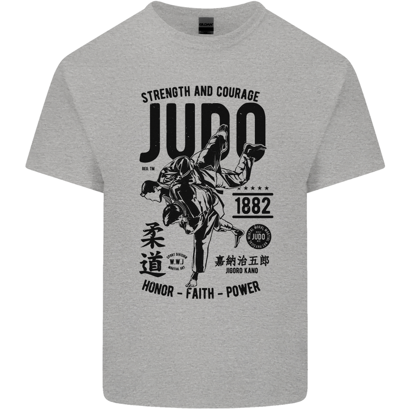 Judo Strength and Courage Martial Arts MMA Kids T-Shirt Childrens Sports Grey