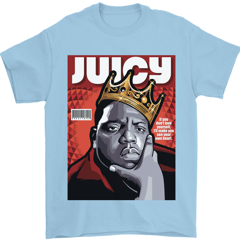 Juicy Rap Music Hip Hop Rapper Mens T-Shirt Cotton Gildan Light Blue