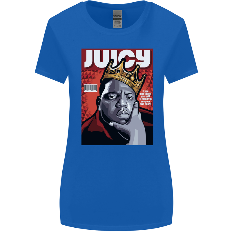 Juicy Rap Music Hip Hop Rapper Womens Wider Cut T-Shirt Royal Blue