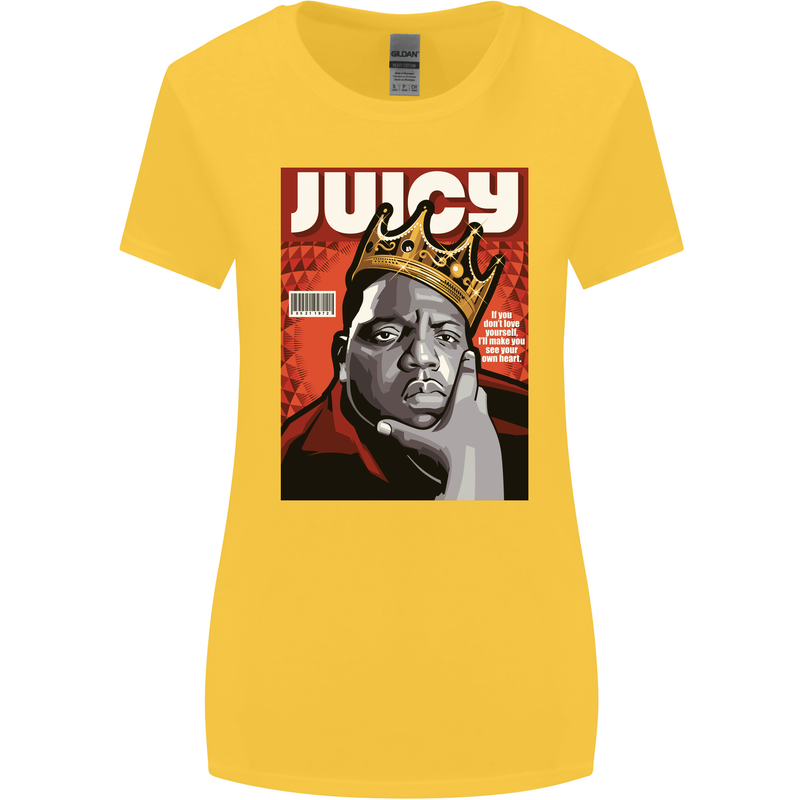 Juicy Rap Music Hip Hop Rapper Womens Wider Cut T-Shirt Yellow