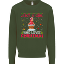 Just a Girl Who Loves Christmas Funny Mens Sweatshirt Jumper Forest Green