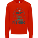 Just a Girl Who Loves Fishing Fisherwoman Kids Sweatshirt Jumper Bright Red