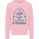 Just a Girl Who Loves Fishing Fisherwoman Kids Sweatshirt Jumper Light Pink