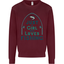 Just a Girl Who Loves Fishing Fisherwoman Kids Sweatshirt Jumper Maroon