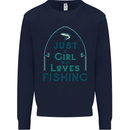 Just a Girl Who Loves Fishing Fisherwoman Kids Sweatshirt Jumper Navy Blue