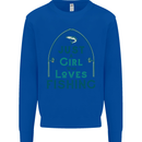 Just a Girl Who Loves Fishing Fisherwoman Kids Sweatshirt Jumper Royal Blue