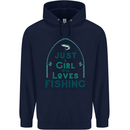 Just a Girl Who Loves Fishing Fisherwoman Mens 80% Cotton Hoodie Navy Blue