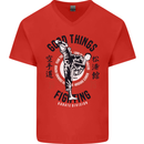 Karate Good Things Mixed Martial Arts MMA Mens V-Neck Cotton T-Shirt Red